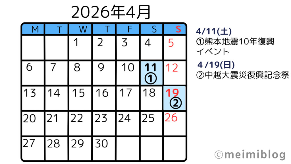 2026年4月ブルーインパルスイベントカレンダー